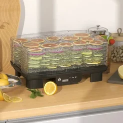 Torkugnar-Dörrautomat 550 W, 40–70°C, 6 höjdjusterbara brickor, 48 h timer, svart