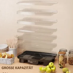 Torkugnar-Dörrautomat 550 W, 40–70°C, 6 höjdjusterbara brickor, 48 h timer, svart