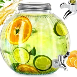 Dryckesautomat i glas med kran, kula, 5,5L, UTMÄRKT HUSPRODUKTER 139774