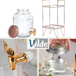 Dryckesautomater-Dryckesburk med kran och guldfärgat stativ 4,2 l