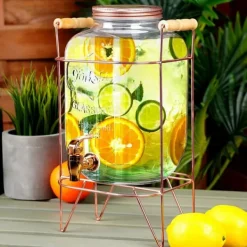 Dryckesautomater-Dryckesburk Stor dispenserburk i glas med kran och stativ 5,5L