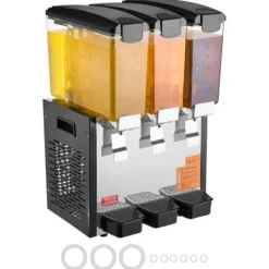 Dryckesdispenser, 3 behållare à 10 L, 43x41x68 cm, rostfritt stål