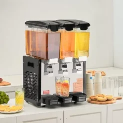 Dryckesdispenser, 3 behållare à 10 L, 43x41x68 cm, rostfritt stål