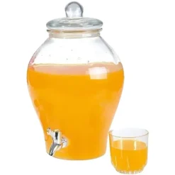 Dryckesdispenser, glas, 23x35 cm, återanvändbar, säker lock, bred öppning