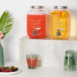 Dryckesdispenser set, 25x15x22 cm, Klar, Silver