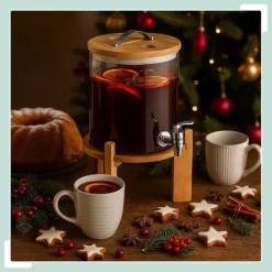 Dryckesdispenser, 40x22,5x30 cm, Klar Brun Silver