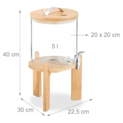 Dryckesdispenser, 40x22,5x30 cm, Klar Brun Silver
