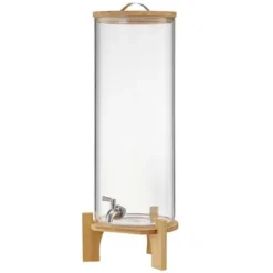 Dryckesdispenser, 20,5x20,5x63,7 cm, Transparent, Glas med träställning