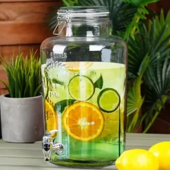 Dryckesdispenserburk i glas med kran 8L