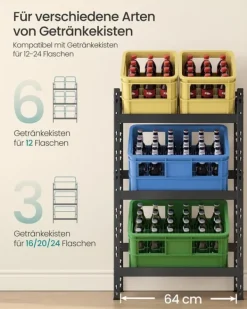 Dryckeshållare, 32x70x125,4 cm, Svart