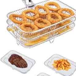Fritöser-Dual Air Fryer Rack kompatibel för Ninja Multi Layered Dehydrator Racks 304 rostfritt stål Dual Air Fryer Stativ Stativ Air Fryer Tillbehör
