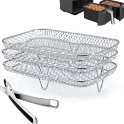 Fritöser-Dual Air Fryer Rack kompatibel för Ninja Multi Layered Dehydrator Racks 304 rostfritt stål Dual Air Fryer Stativ Stativ Air Fryer Tillbehör