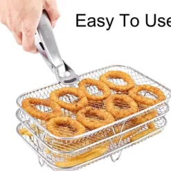 Fritöser-Dual Air Fryer Rack kompatibel för Ninja Multi Layered Dehydrator Racks 304 rostfritt stål Dual Air Fryer Stativ Stativ Air Fryer Tillbehör