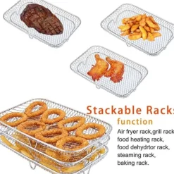 Fritöser-Dual Air Fryer Rack kompatibel för Ninja Multi Layered Dehydrator Racks 304 rostfritt stål Dual Air Fryer Stativ Stativ Air Fryer Tillbehör