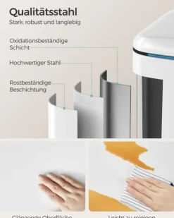 Soptunnor & Papperskorgar-Dubbel soptunna, 2 x 20 l kökssoptunna, trappstegsbehållare i metall med dubbla fack, innerhinkar i plast, lock med mjuk stängning och handtag, luktt | CDON