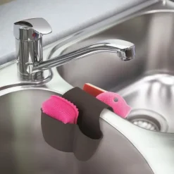 DUBBEL SVAMPHÅLLARE för diskho, grå med hål