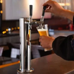 Dubbelkranar Fatölstornautomat, rostfritt stål, Kegerator Tower Kit med förmonterad slang och självstängande kran för fest och bar