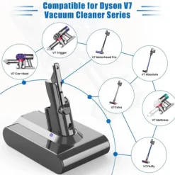 Dyson V7 (SV11) ersättningsbatteri, ljusgrått, 6000 mAh 6.0 Ah, för Motorhead, Animal Pro, Trigger sladdlös dammsugare