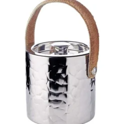 Ishink & Kylare-EDZARD Capri isbitskål, isbitsform med lock, höjd 17 cm, polerad rostfri stålkylar med dekorativ hammarmönster.