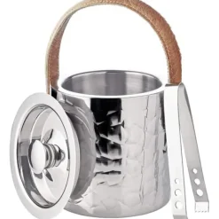 Ishink & Kylare-EDZARD Capri isbitskål, isbitsform med lock, höjd 17 cm, polerad rostfri stålkylar med dekorativ hammarmönster.