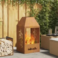 vidaXL Eldstad Brun 50 x 50 x 100 cm Stål