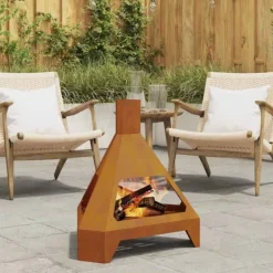 vidaXL Terrassvärmare-Eldstad Brun 50 x 43 x 52 cm Stål