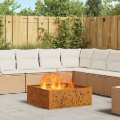 vidaXL Eldstad Brun 80 x 80 x 30 cm Väderbeständig stål