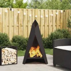 vidaXL Terrassvärmare-Eldstad Svart 58 x 40 x 100 cm Stål