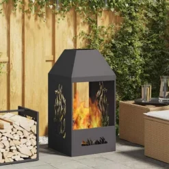 vidaXL Eldstad Svart 50 x 50 x 100 cm Stål