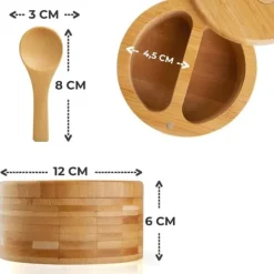 Salt- & Pepparströare-Elegant salt- och pepparkruka i bambu med lock och sked (91710001)