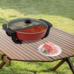 Elektriska Stekpannor & Wokar-Elektrisk hot pot - Yin-Yang gryta - 30 cm dubbelkärl - 6 l - 1360 W - 5 temperaturlägen - Glaslock - Svart