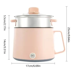 Elektriska Stekpannor & Wokar-Elektrisk Hot Pot, Dubbel Effektinställning, Mångsidig Matlagning,Rosa
