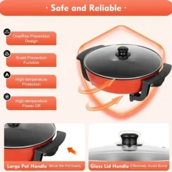 Fondueset-Elektrisk hotpot & fonduegryta - Dubbelsidig separerbar - 1360 W - 6 L - Ø 31 cm - 5-stegs temperaturkontroll - 220 V - Med lock - Svart