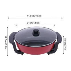 Fondueset-Elektrisk hotpot & fonduegryta - Dubbelsidig separerbar - 1360 W - 6 L - Ø 31 cm - 5-stegs temperaturkontroll - 220 V - Med lock - Svart