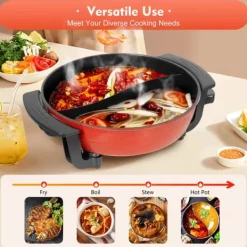 Elektrisk hotpot 6 L, gryta/stekpanna med 2 fack, 1360 W 220 V, non-stick, temperaturjusterbar, flerfärgad