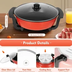 Elektrisk hotpot 6 L, gryta/stekpanna med 2 fack, 1360 W 220 V, non-stick, temperaturjusterbar, flerfärgad