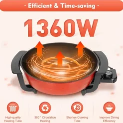 Elektrisk hotpot 6 L, gryta/stekpanna med 2 fack, 1360 W 220 V, non-stick, temperaturjusterbar, flerfärgad