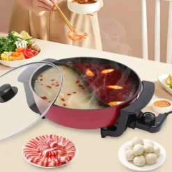 Elektrisk hotpot 6 L, gryta/stekpanna med 2 fack, 1360 W 220 V, non-stick, temperaturjusterbar, flerfärgad