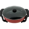 Elektrisk hotpot - Yin Yang shabu shabu gryta - 6 L - 30 cm - 1360 W - 2 fack - 5 temperaturlägen - Glaslock - Svart