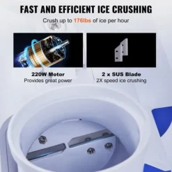 Elektrisk isknuser 176 lbs/tim snökonmaskin, riven is, 180W