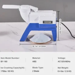 Elektrisk isknuser 176 lbs/tim snökonmaskin, riven is, 180W