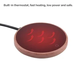 Dryckvärmare-Elektrisk kaffekoppsvärmare för kontorshem - träkorndesign (EU-kontakt)