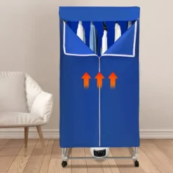 Torkskåp-Elektrisk klädtork - Portabelt torkskåp - Pekskärm - 1200–1500 W - PTC-uppvärmning - Timer 0–240 min - Bärkapacitet 30 kg - IPX1 - Blå