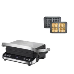 Våffeljärn-Elektrisk Kontaktgrill, 2000W Effekt, 6 Matlagningsinställningar,Standard Extra Platta, EU