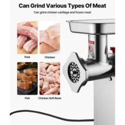 Matkvarnar-Elektrisk Köttkvarn, Kommersiell Modell, 9,2 Lbs/Min, Korvfyllare för Kök