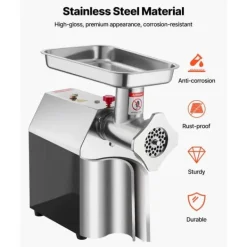 Matkvarnar-Elektrisk Köttkvarn, Kommersiell Modell, 9,2 Lbs/Min, Korvfyllare för Kök