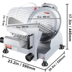 Köttskivare-Elektrisk Matberedare, Justerbar Tjocklek, Hållbar Aluminiumkonstruktion,320W