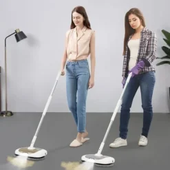 Elektrisk mopp, 180° rotation, 40 W dubbla motorer, 0,11 gal vattentank, LED-ljus, för trä- och klinkergolv, mörkgrå