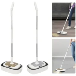 Elektrisk mopp, 180° rotation, 40 W dubbla motorer, 0,11 gal vattentank, LED-ljus, för trä- och klinkergolv, mörkgrå