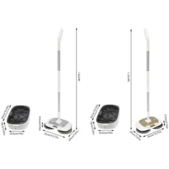 Elektrisk mopp, 180° rotation, 40 W dubbla motorer, 0,11 gal vattentank, LED-ljus, för trä- och klinkergolv, mörkgrå